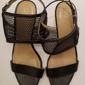 Mesh and leather sandals